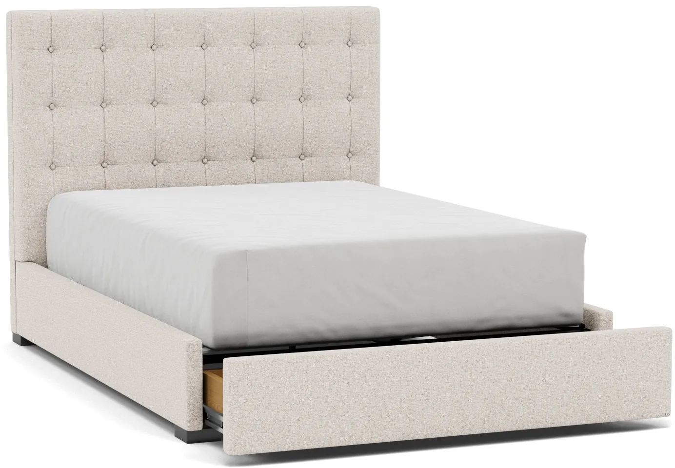 Abby Queen Upholstered Storage Bed in Merit Dove