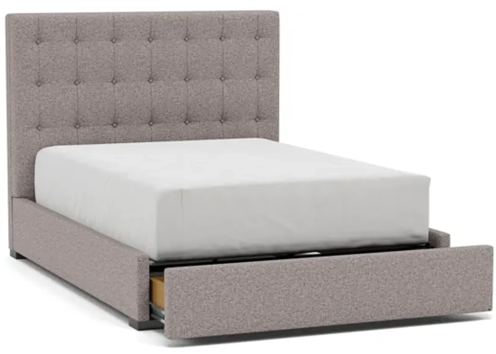 Abby Queen Upholstered Storage Bed in Tech Brownstone