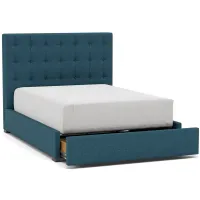 Abby Full Upholstered Storage Bed in Blue / Merit Peacock