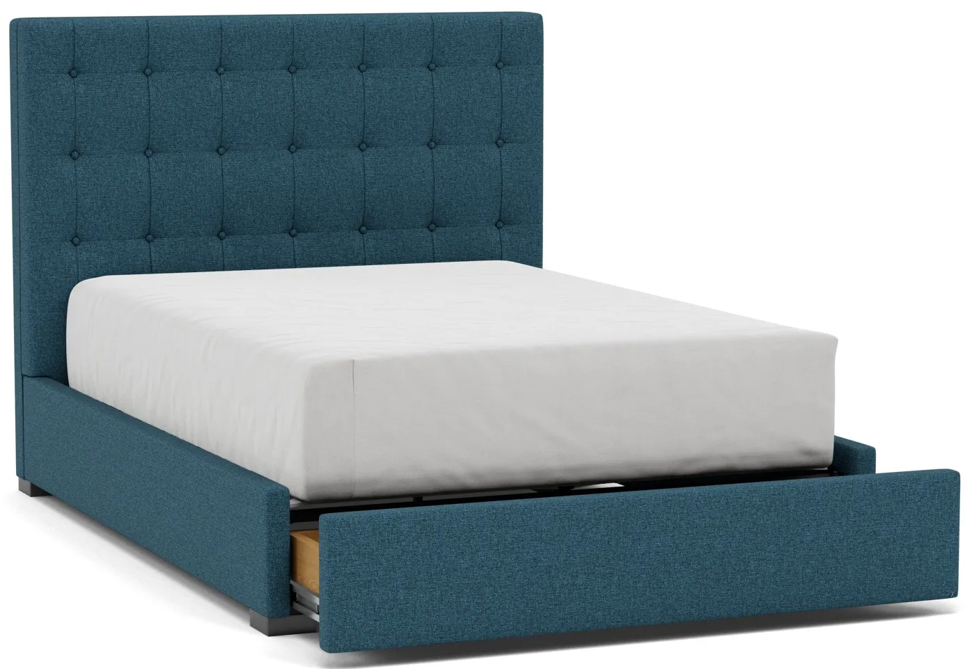 Abby Full Upholstered Storage Bed in Merit Peacock