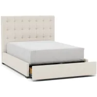 Abby Queen Upholstered Storage Bed in Beige / Merit Pearl