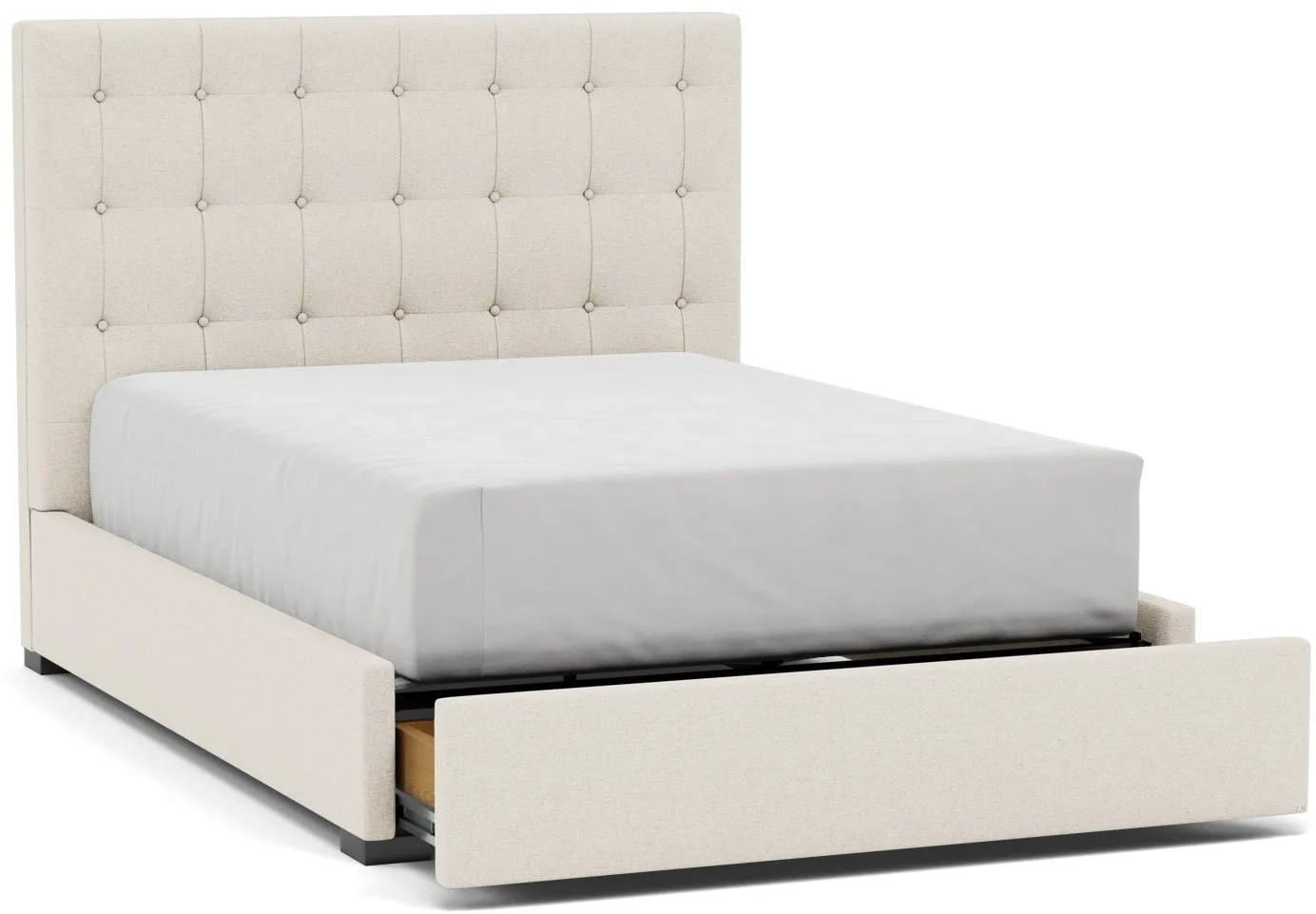 Abby Queen Upholstered Storage Bed in Merit Pearl