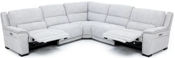 Jayden 5-Pc. Power Headrest Zero Gravity Reclining Modular In Opal With Pewter Welting With 2 Reclin