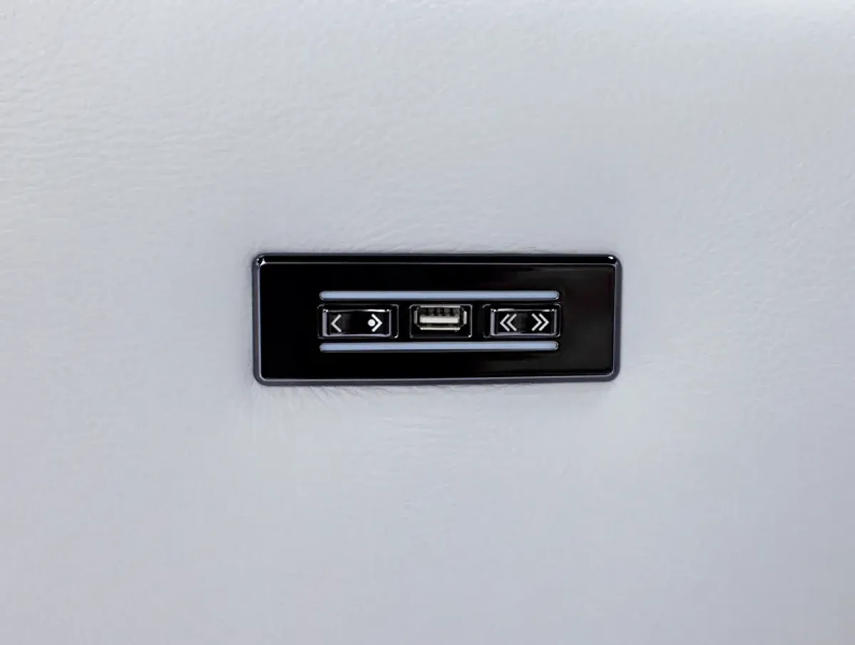 Matteo 6-Pc. Leather Power Headrest Reclining Modular In 20J1 Light Grey With 3 Reclining Seats