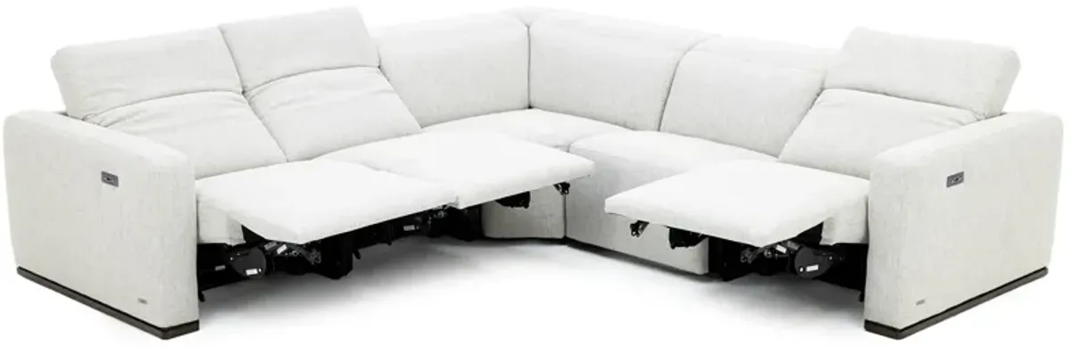 Isabella 5-Pc. Power Headrest Reclining Modular In Greige With 3 Reclining Seats