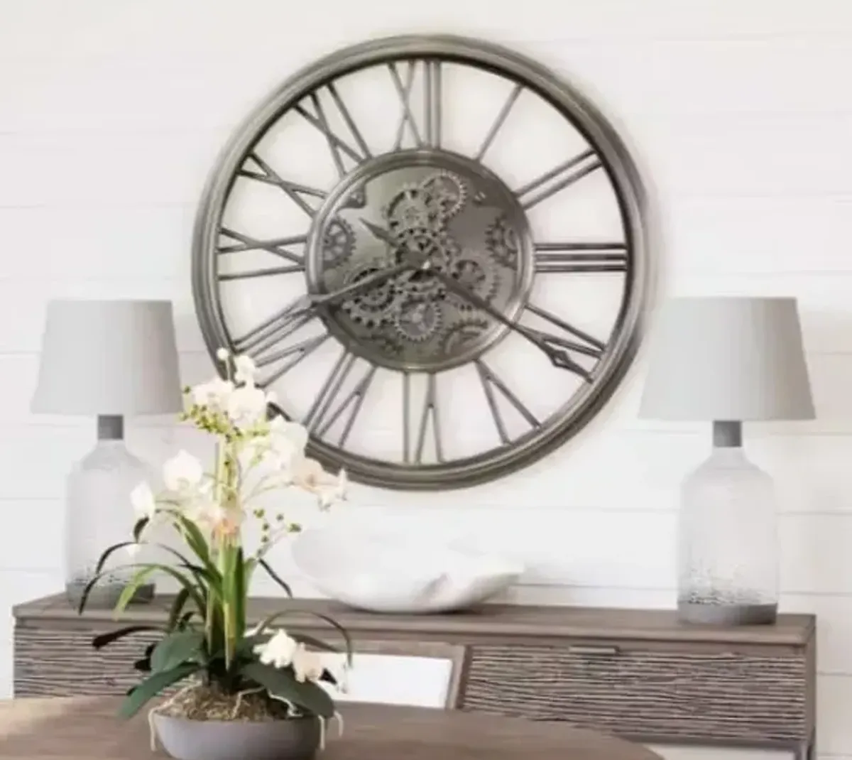 Howard Miller Nickel Finish Gears Wall Clock 34" Round