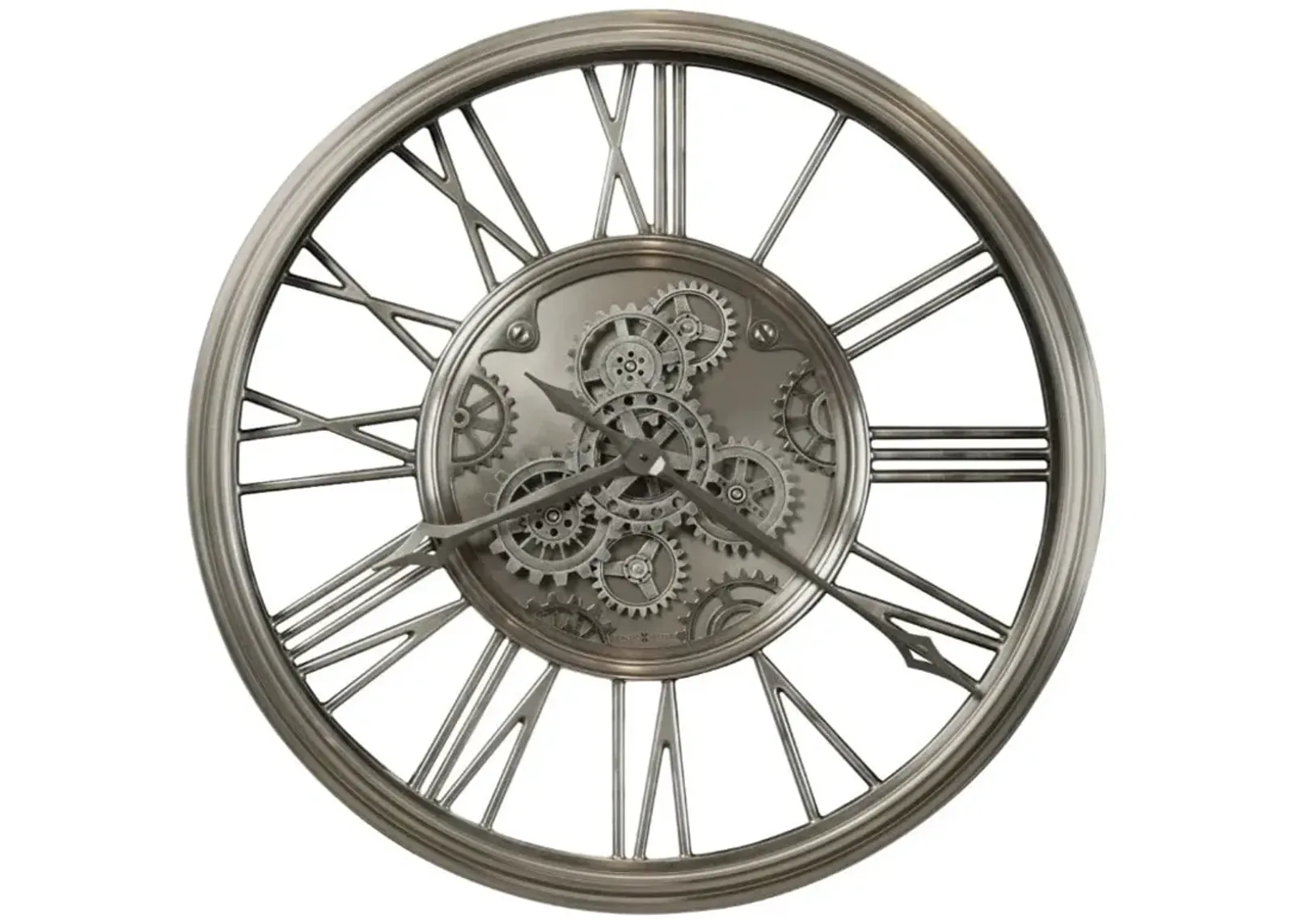 Howard Miller Nickel Finish Gears Wall Clock 34" Round