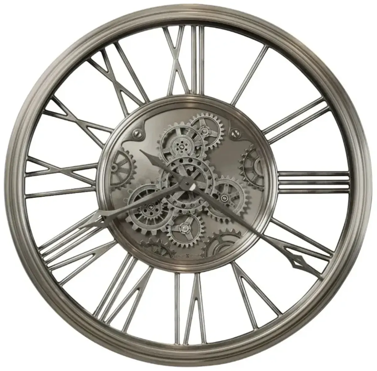 Howard Miller Nickel Finish Gears Wall Clock 34" Round