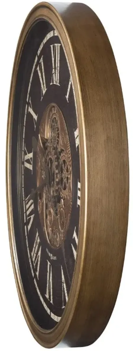 Howard Miller Black and Antique Brass Gears Wall Clock 31.5" Round
