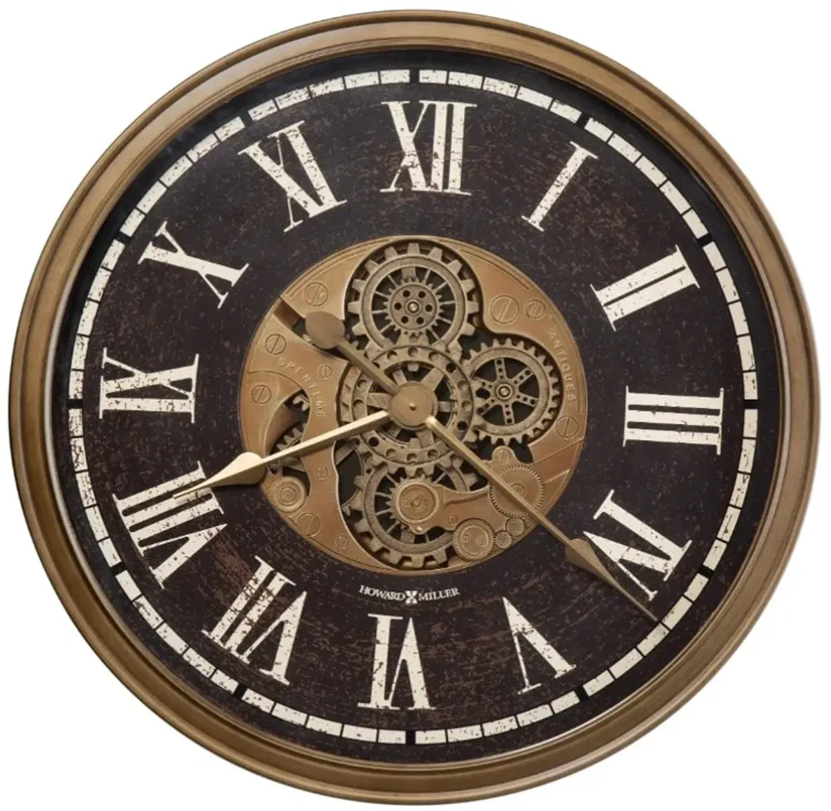 Howard Miller Black and Antique Brass Gears Wall Clock 31.5" Round