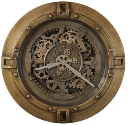 Howard Miller Antique Brass Gears Wall Clock 23.5" Round