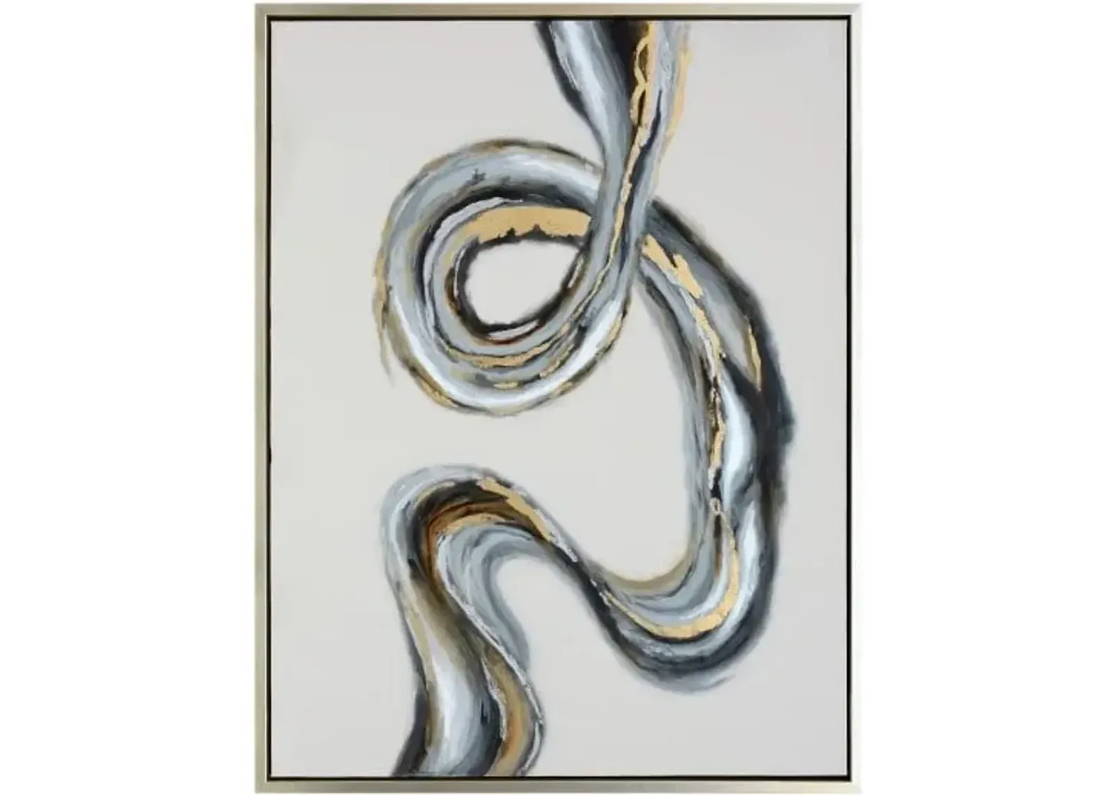 Small Black and Gold Swirl Abstract Canvas Art 32"W x 42"H