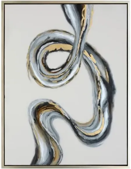 Small Black and Gold Swirl Abstract Canvas Art 32"W x 42"H
