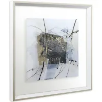 White, Black, and Gold Abstract I Framed Print 23"W x 23"H