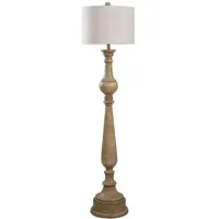 Taupe Turned Floor Lamp 65.5"H