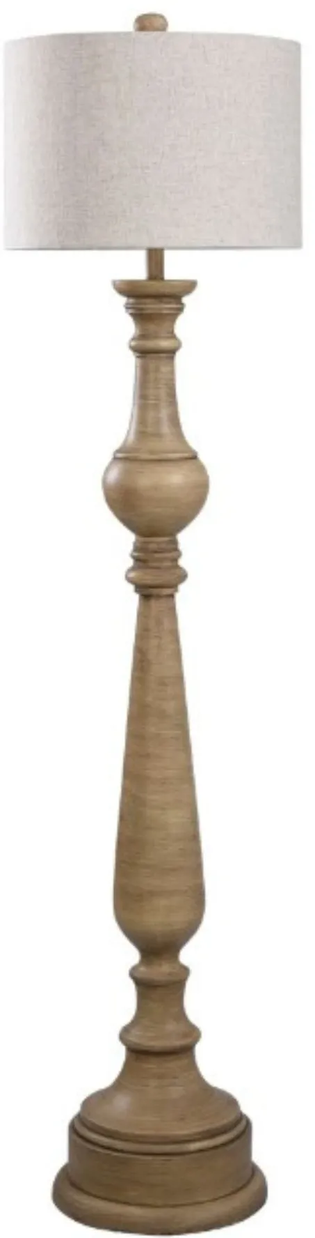 Taupe Turned Floor Lamp 65.5"H