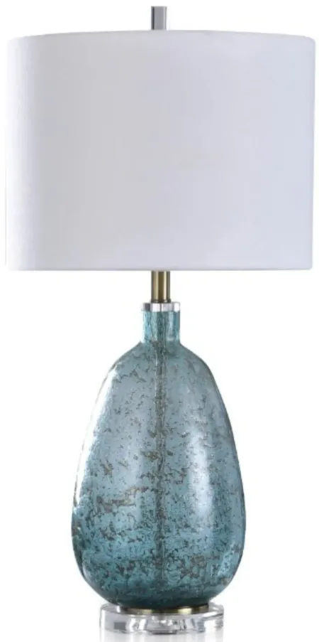 Turquoise Textured Glass Table Lamp 31"H