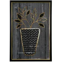 Black and Gold Textured Floral I Framed Print 35.5"W x 51.5"H