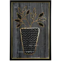 Black and Gold Textured Floral II Framed Print 35.5"W x 51.5"H
