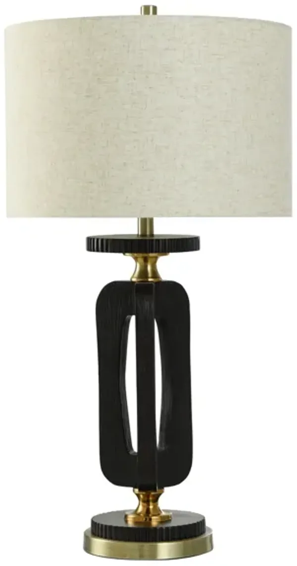 Black and Brass Table Lamp 32"H