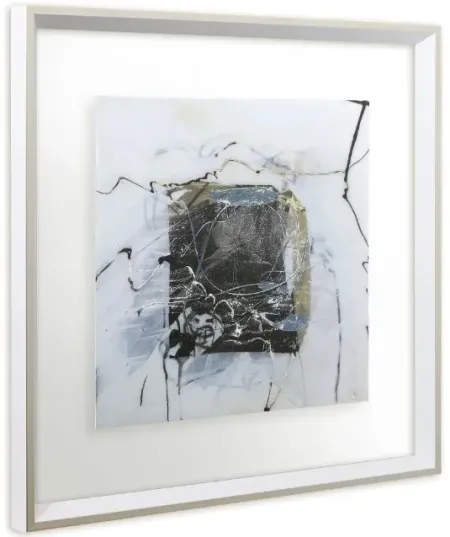 White, Black, and Gold Abstract II Framed Print 23"W x 23"H