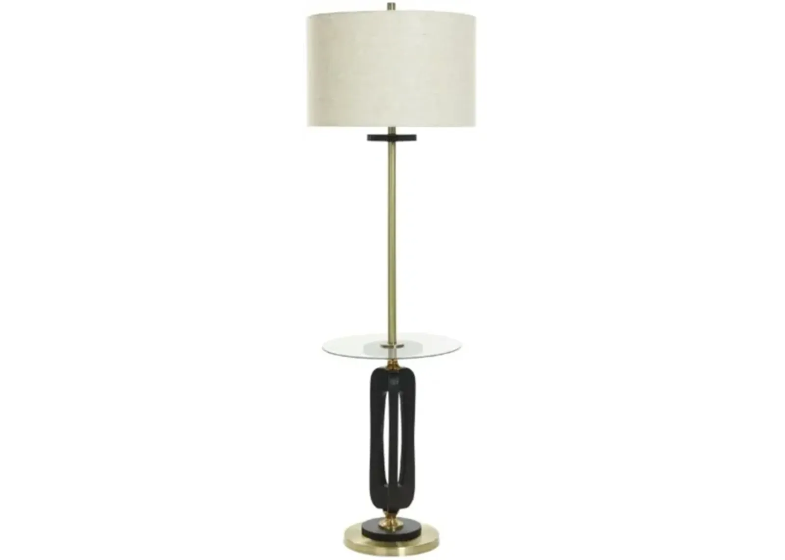 Black and Brass Tray Floor Lamp 61"H