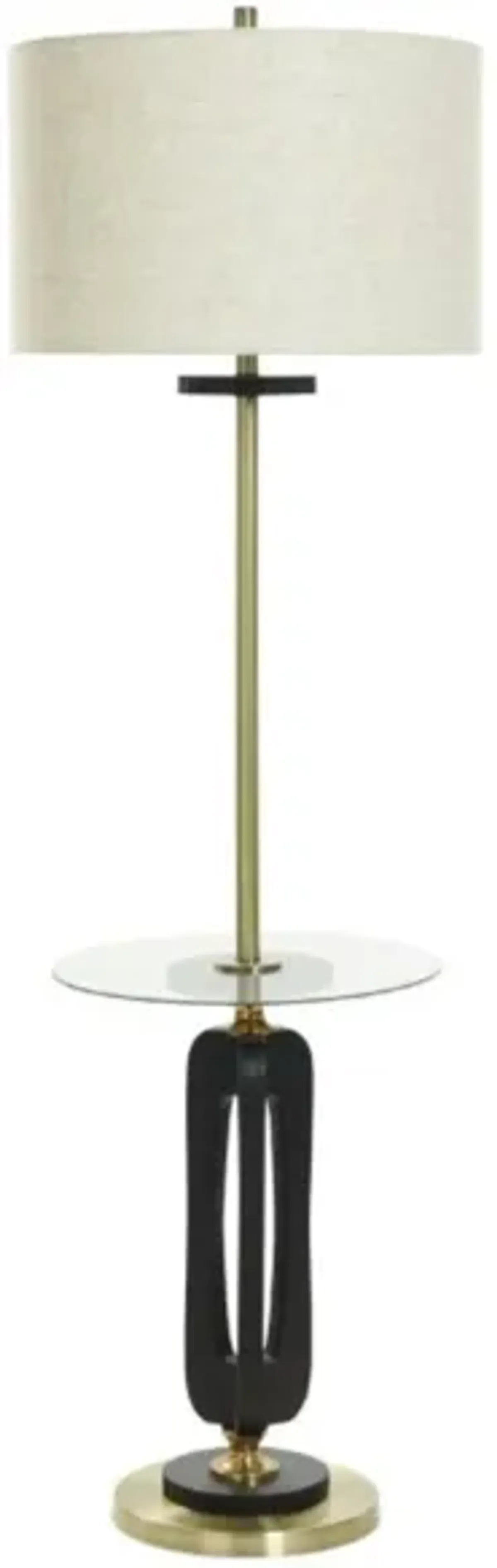 Black and Brass Tray Floor Lamp 61"H