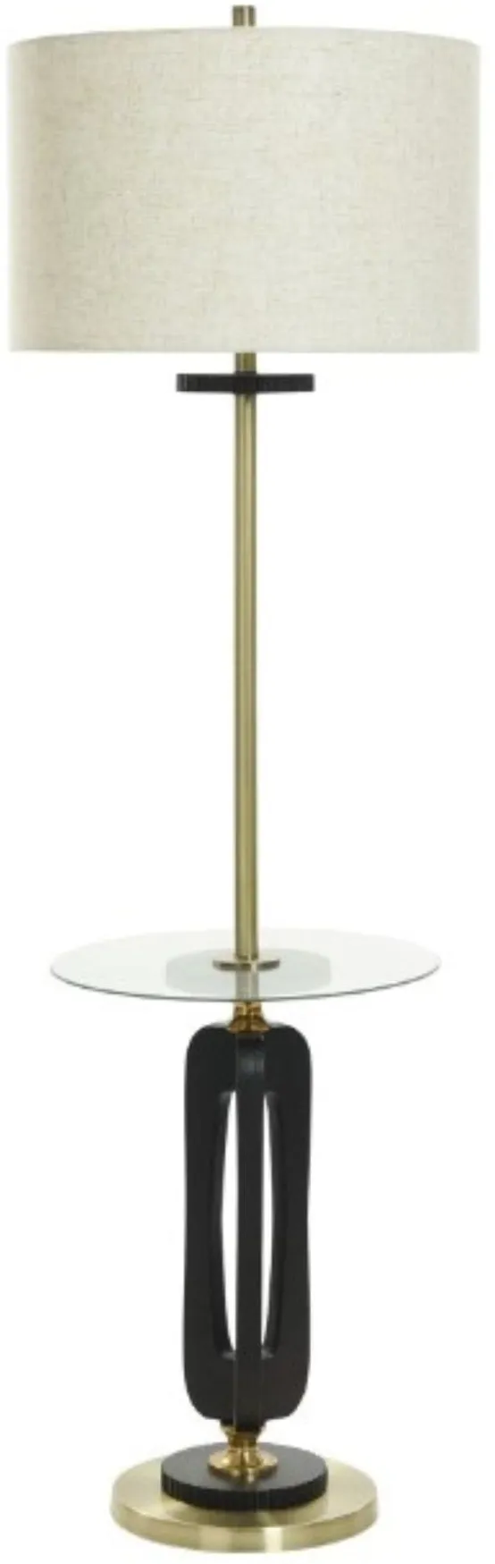 Black and Brass Tray Floor Lamp 61"H