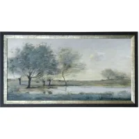 Blue and Green Trees By Water Framed Print 53.5"W x 29.5"H