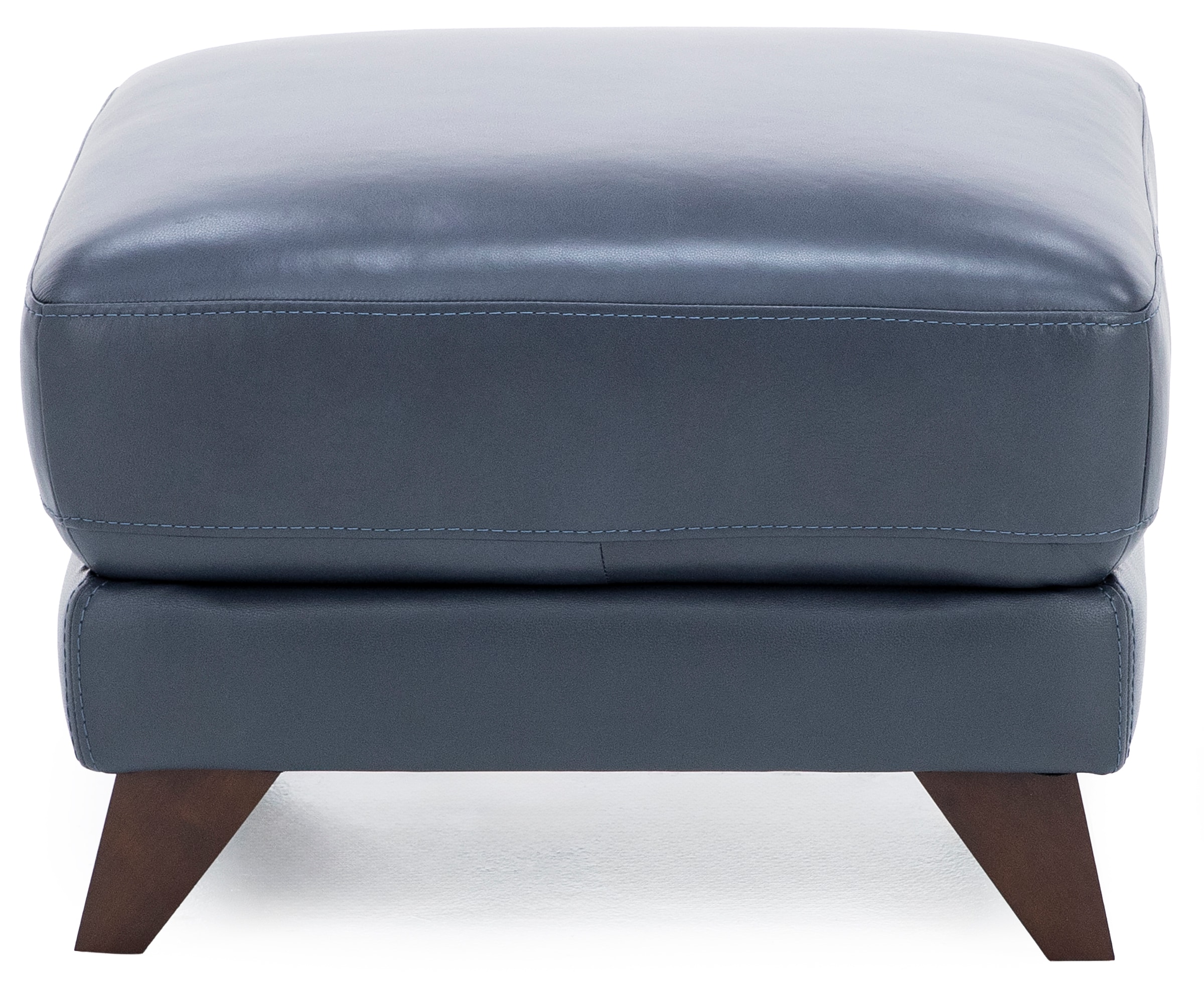 Paloma Leather Ottoman in Indigo