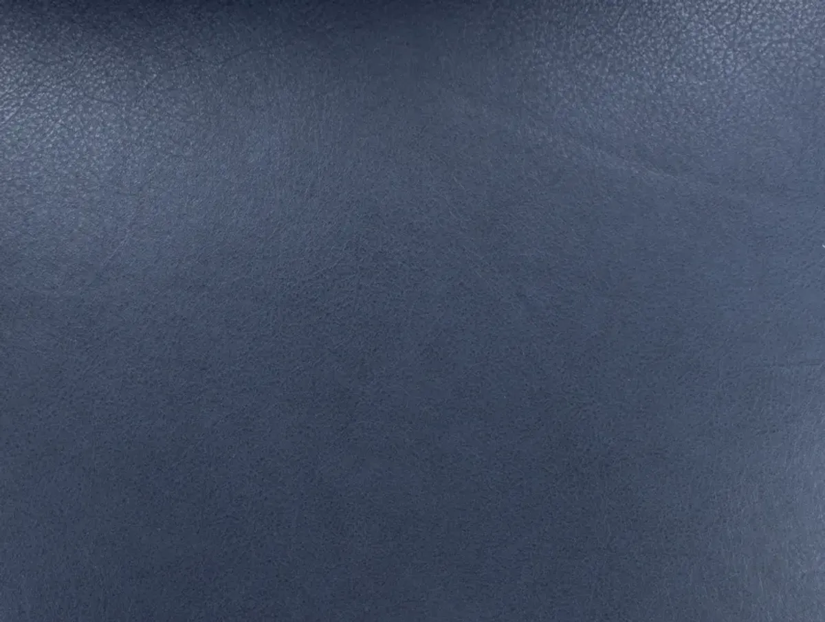 Paloma Leather Ottoman in Indigo