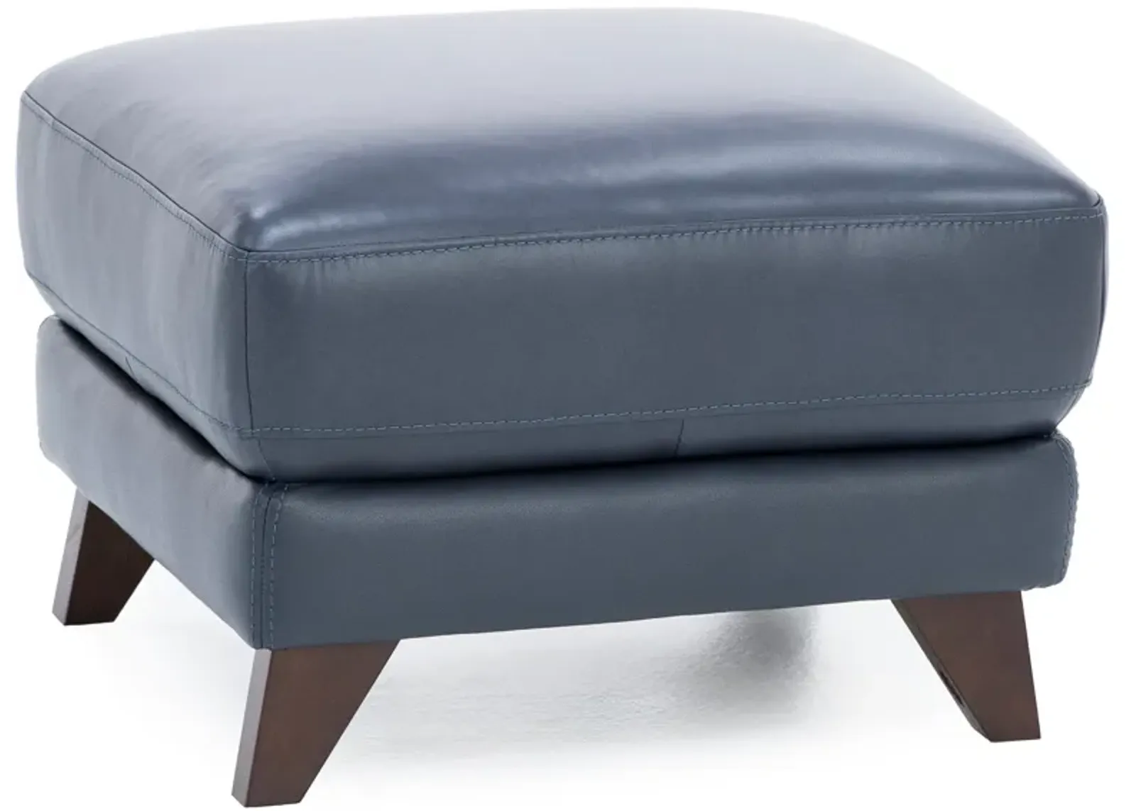 Paloma Leather Ottoman in Indigo