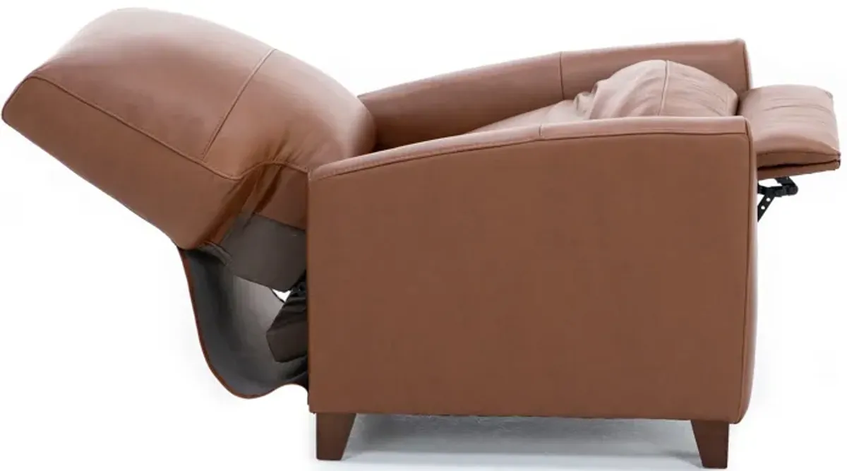 Paloma Leather Push Back Recliner in Caramel