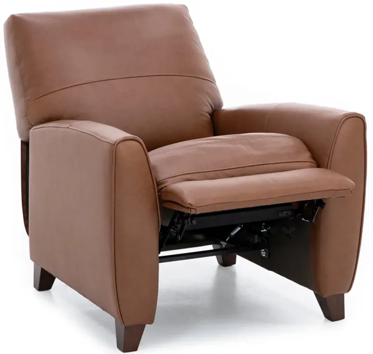 Paloma Leather Push Back Recliner in Caramel