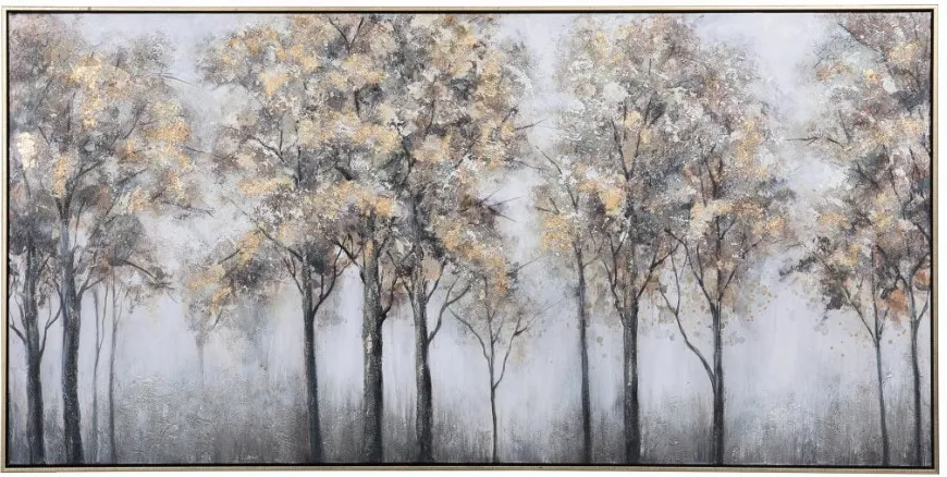 Gold and Black Trees Handpainted Framed Canvas Art 60"W x 30"H