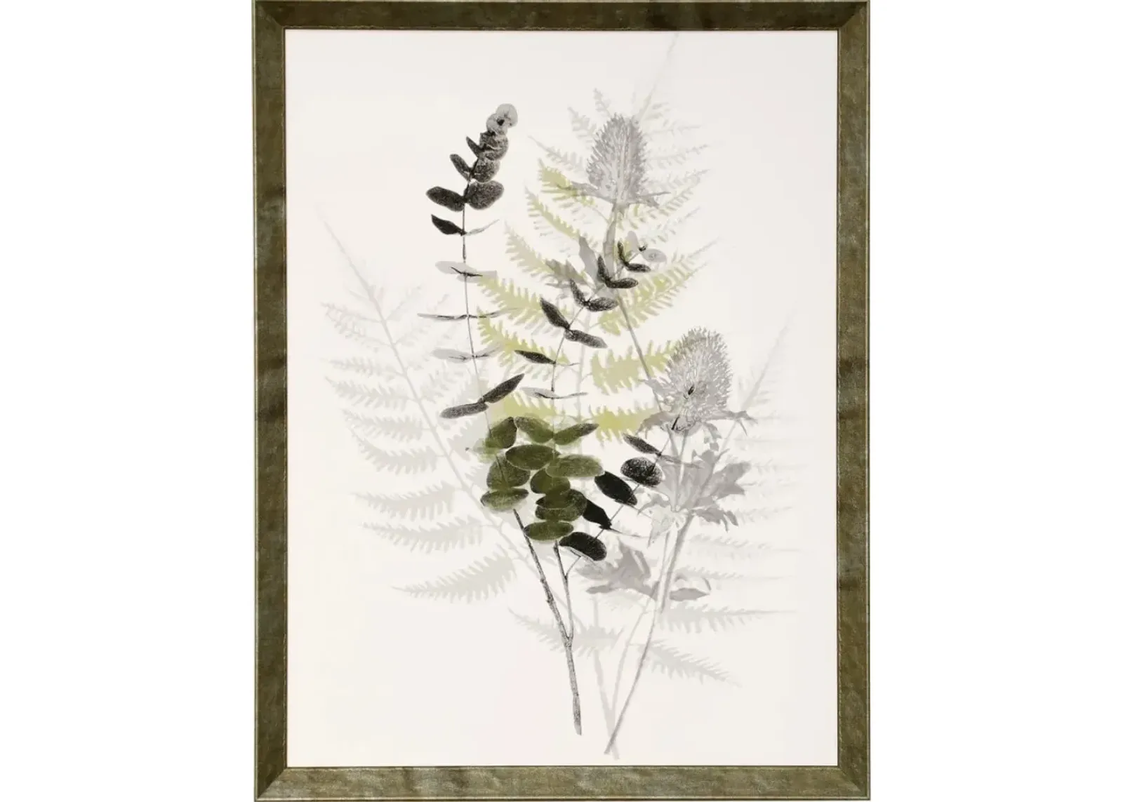 Green, Black, and Grey Foliage Framed Print 20"W x 26"H