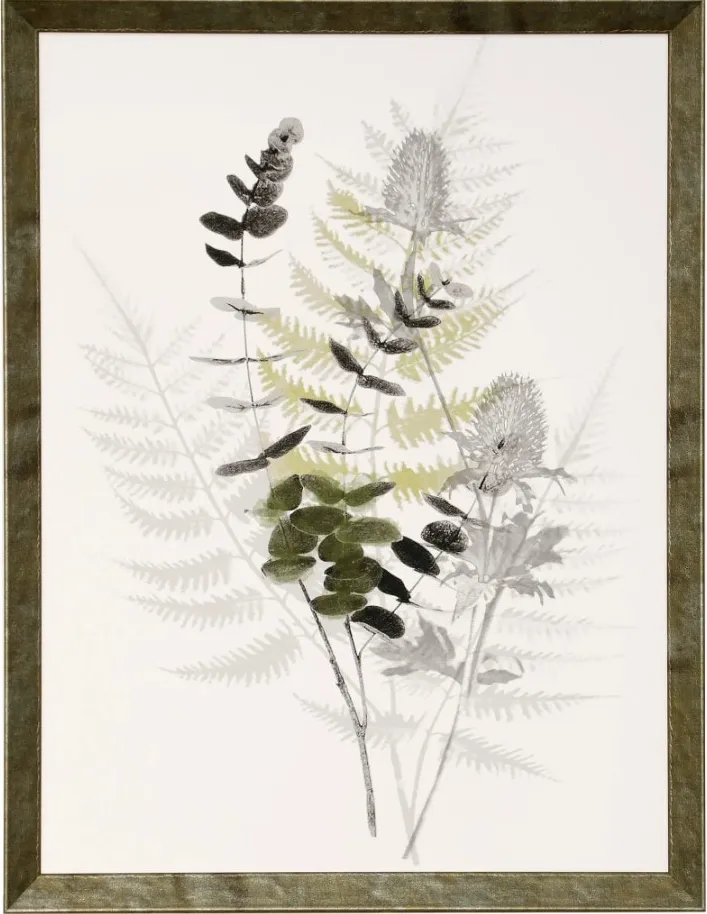 Green, Black, and Grey Foliage Framed Print 20"W x 26"H