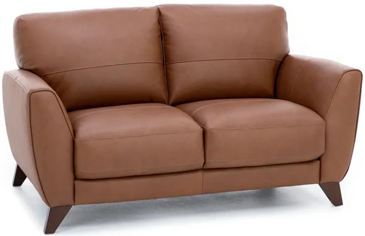 Paloma Leather Loveseat in Caramel