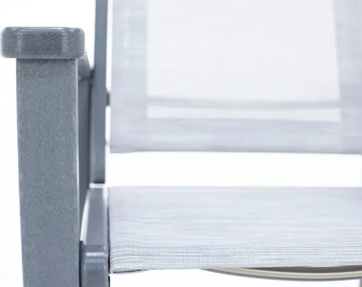 Coastal Dining Chair in Slate Grey with Metallic Sling