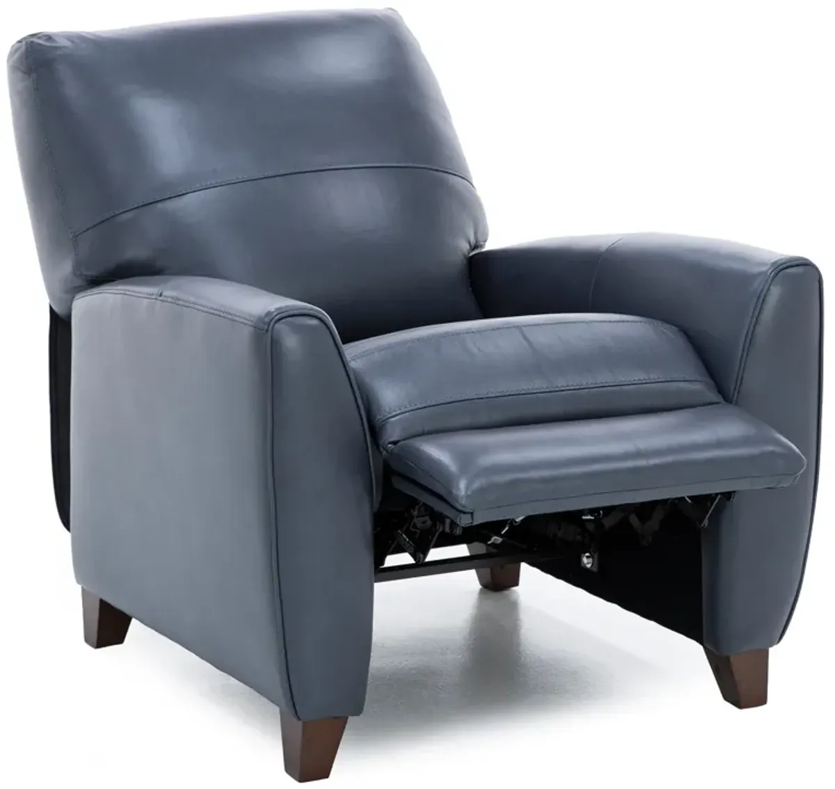 Paloma Leather Push Back Recliner in Indigo