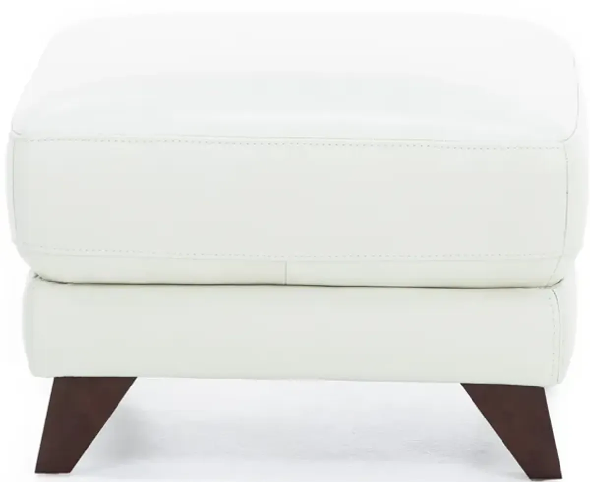 Paloma Leather Ottoman in Ice