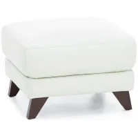 Paloma Leather Ottoman in Ice