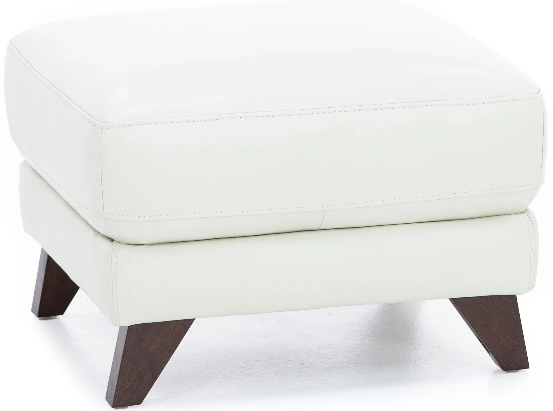 Paloma Leather Ottoman in Ice