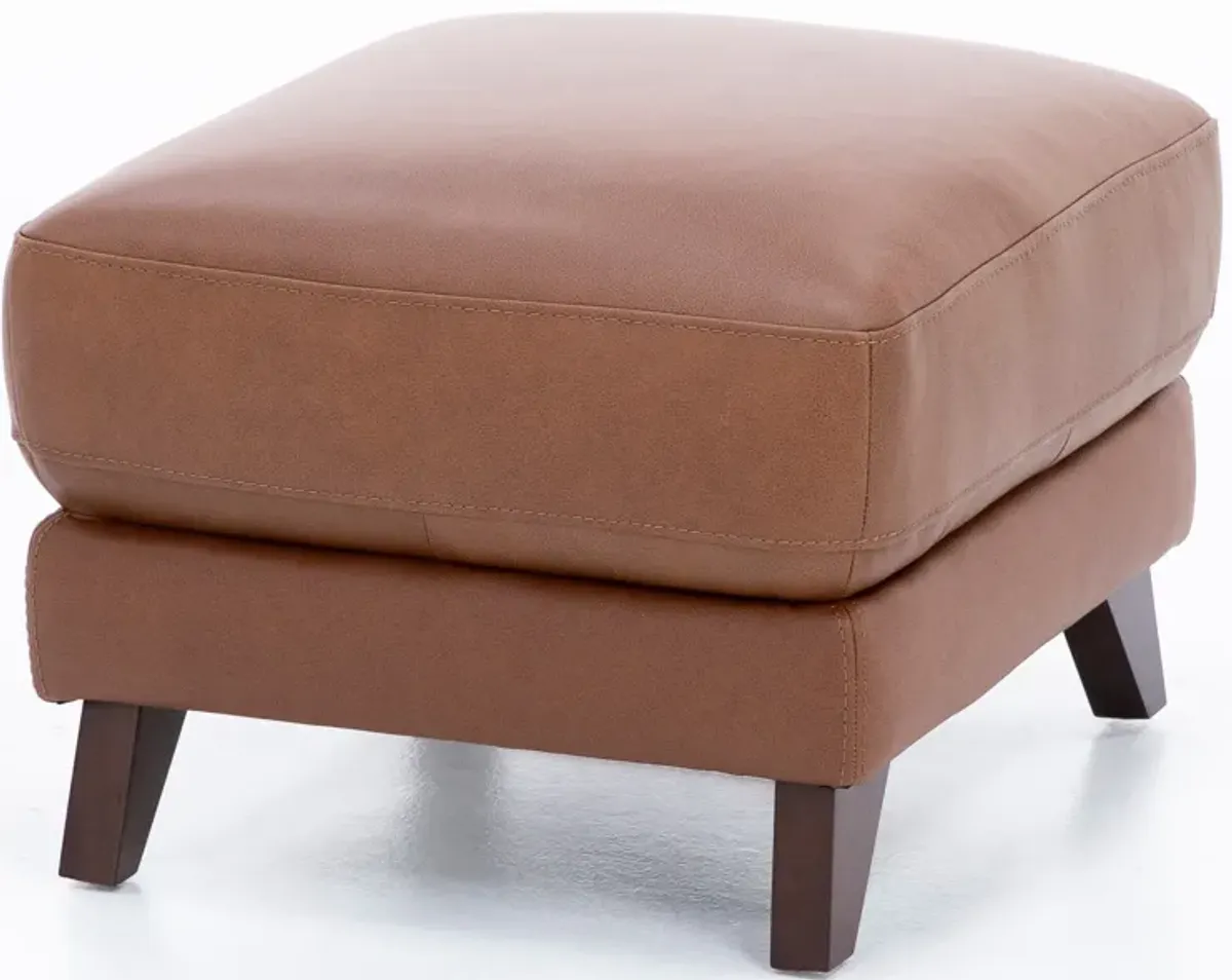 Paloma Leather Ottoman in Caramel