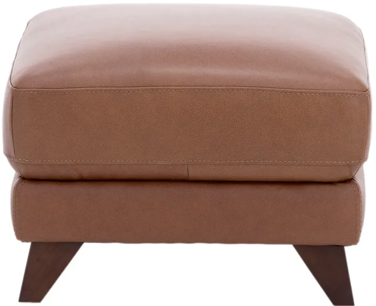 Paloma Leather Ottoman in Caramel