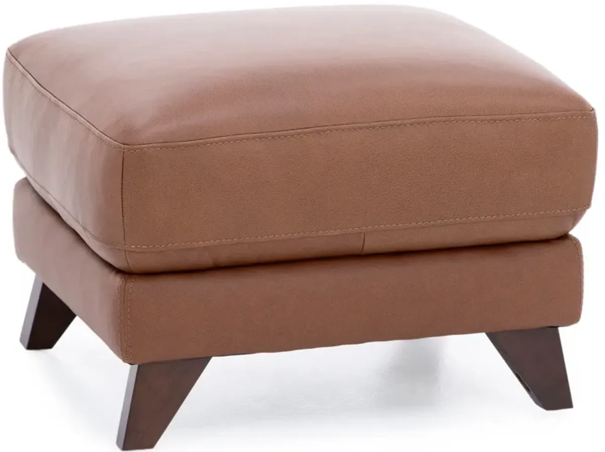 Paloma Leather Ottoman in Caramel