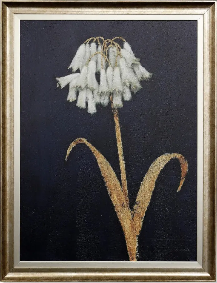 White and Gold Flowers I Framed Print 35"W x 45"H