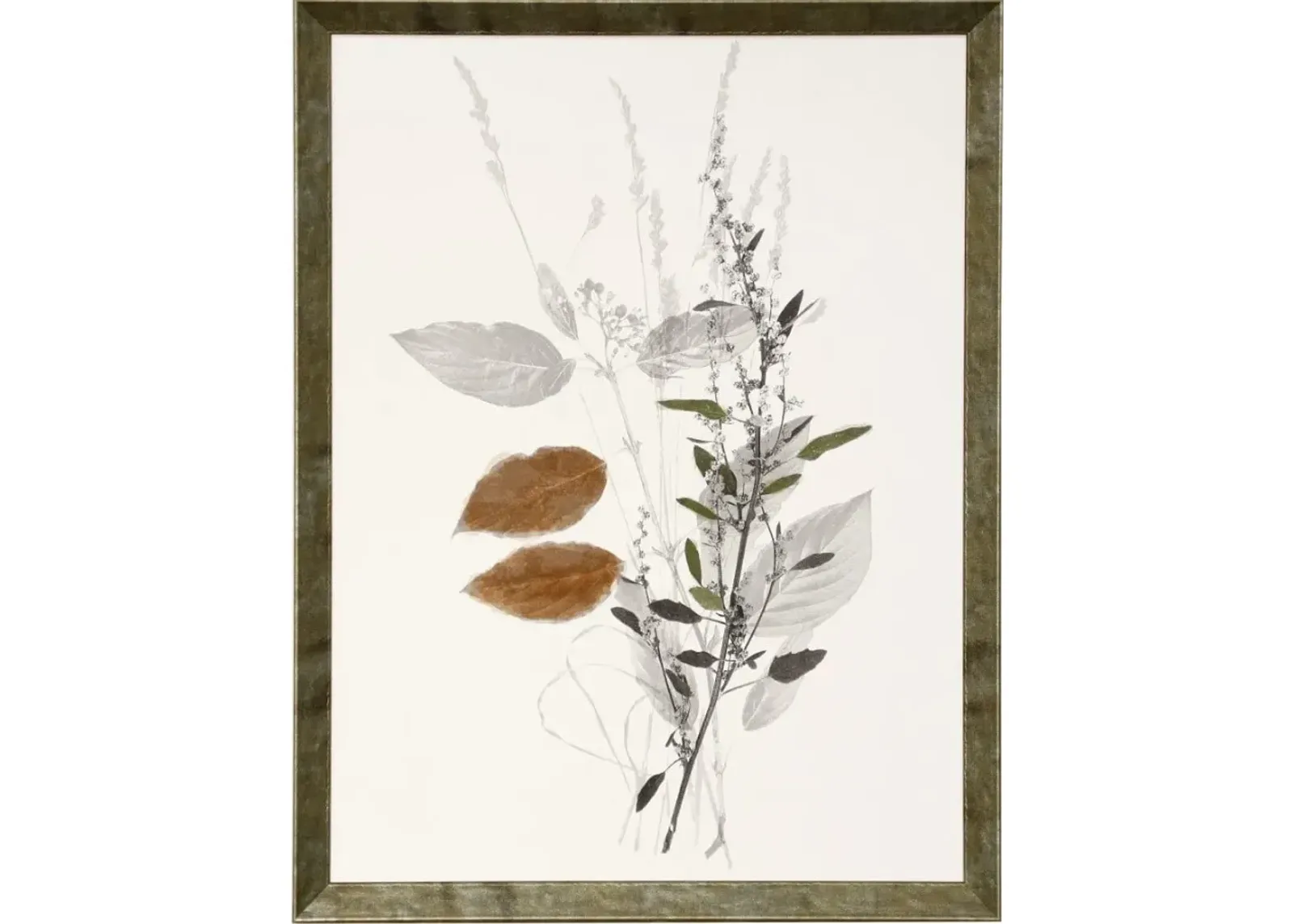 Brown, Green, and Grey Foliage Framed Print 20"W x 26"H