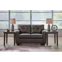 Belize Leather Loveseat in Storm