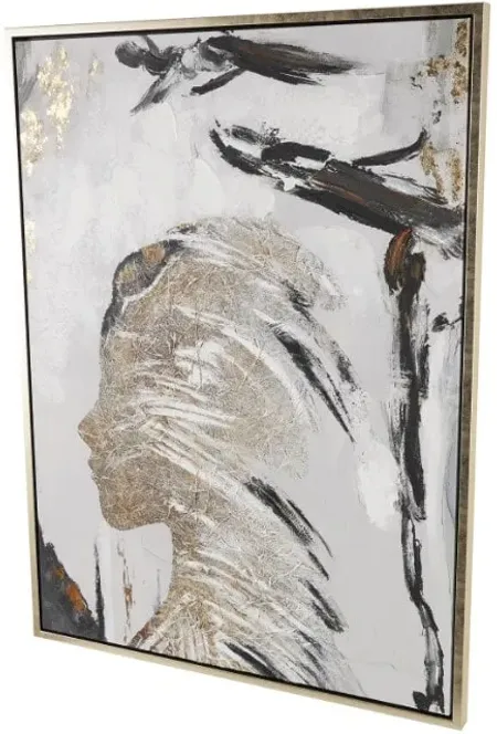 Woman Profile Framed Canvas Art 36"W x 47"H